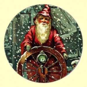 Santa at helm of ship